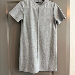 Zara Short-Sleeve Knit Midi Dress in Light Gray